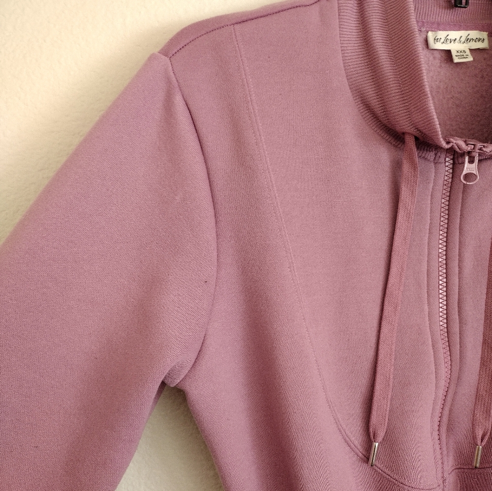 For Love & Lemons Mauve Cowl Neck Zip Up Jumpsuit With Pockets Size XXS - Picture 7 of 16